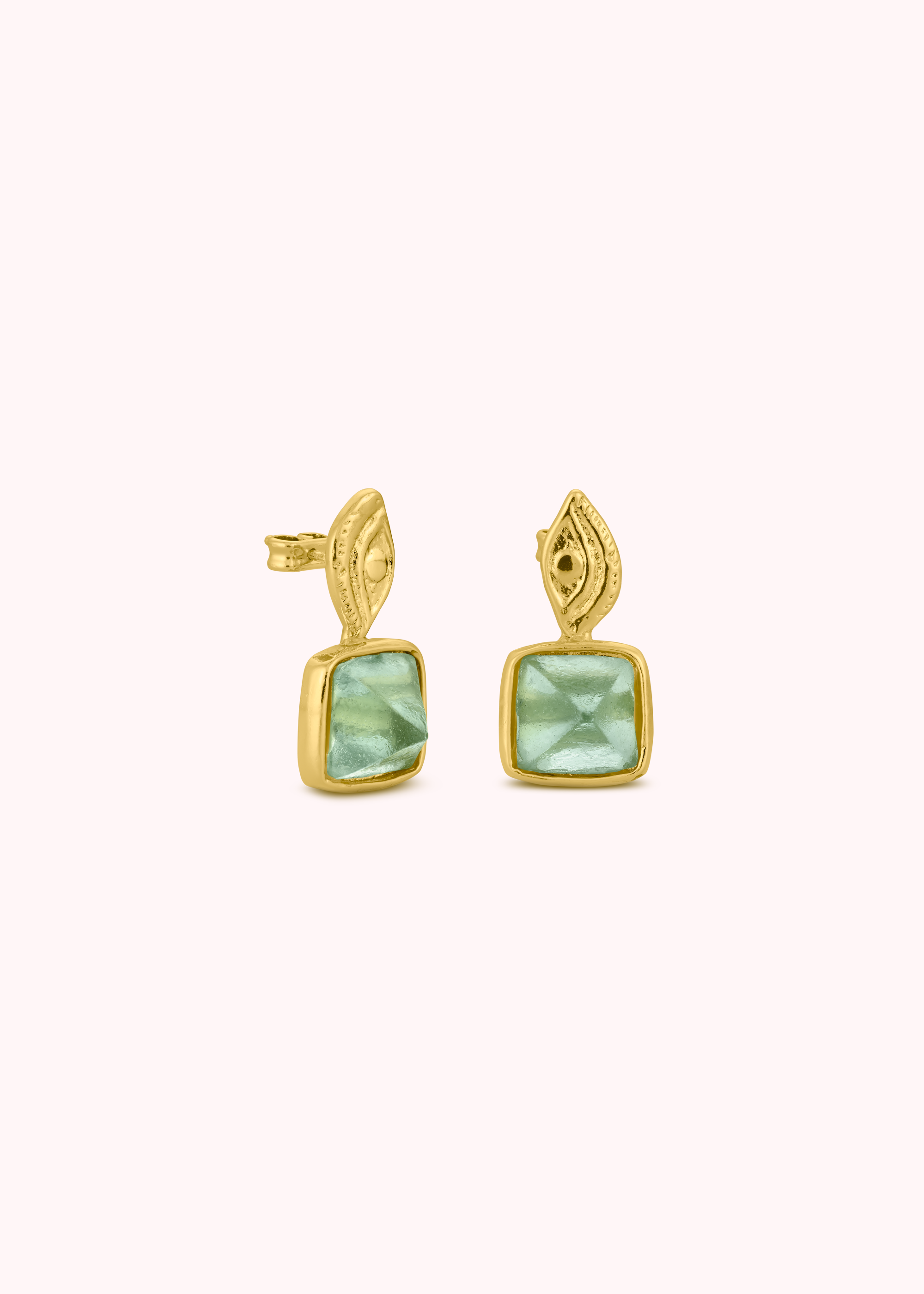 Mini Eye and Pyramide Earrings - Gold