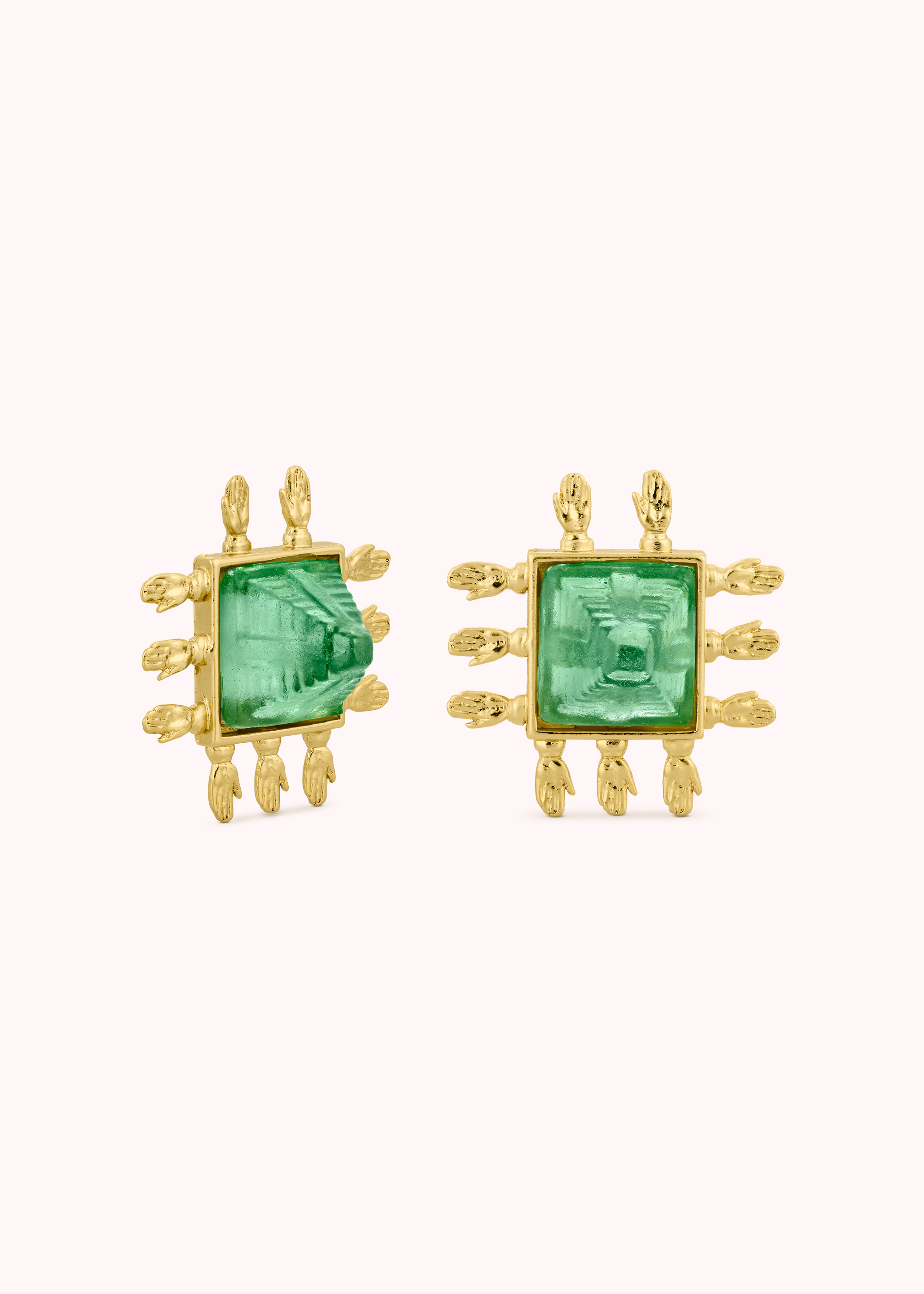 Pyramide Resine Earrings - Gold