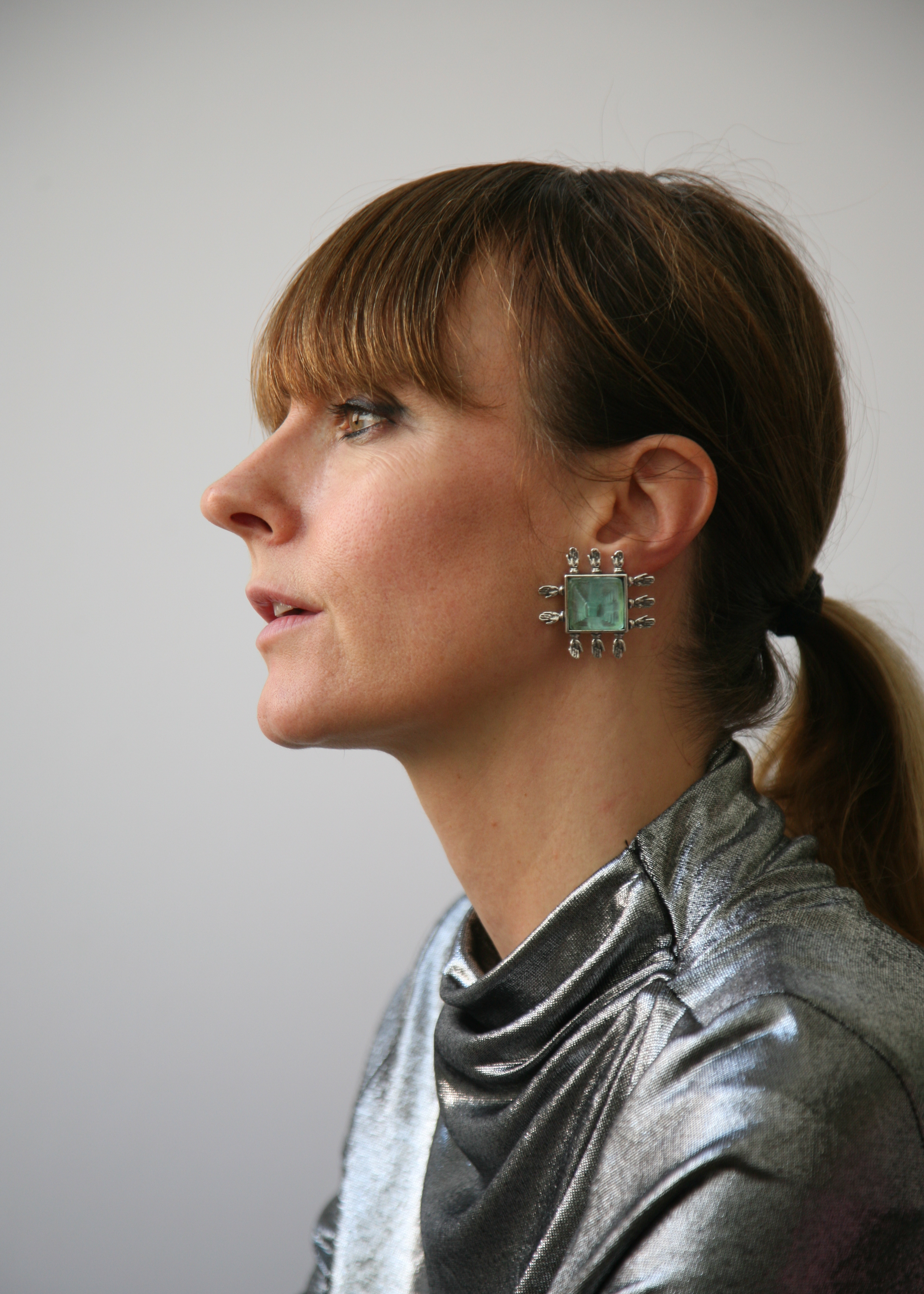 Pyramide Resine Earrings - Silver