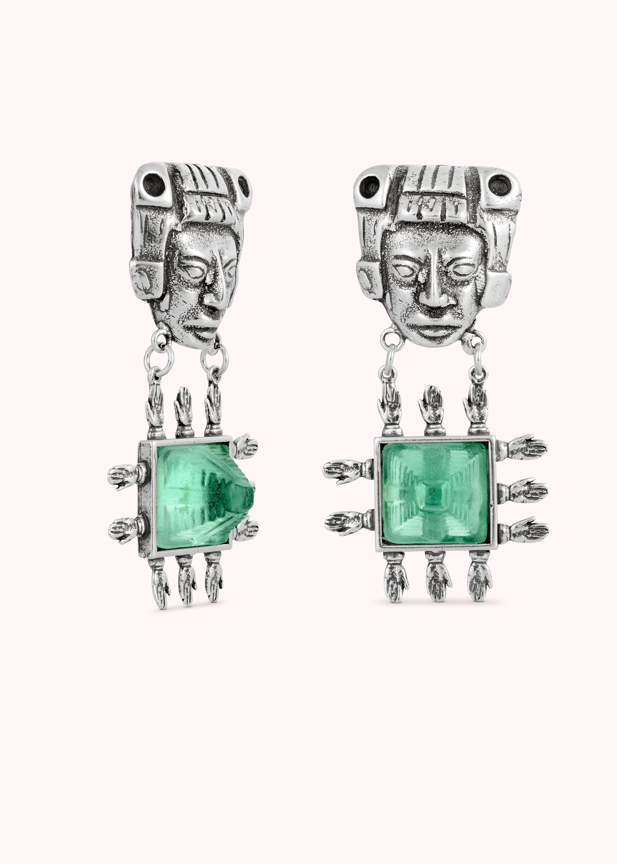 Mask Earrings - Silver