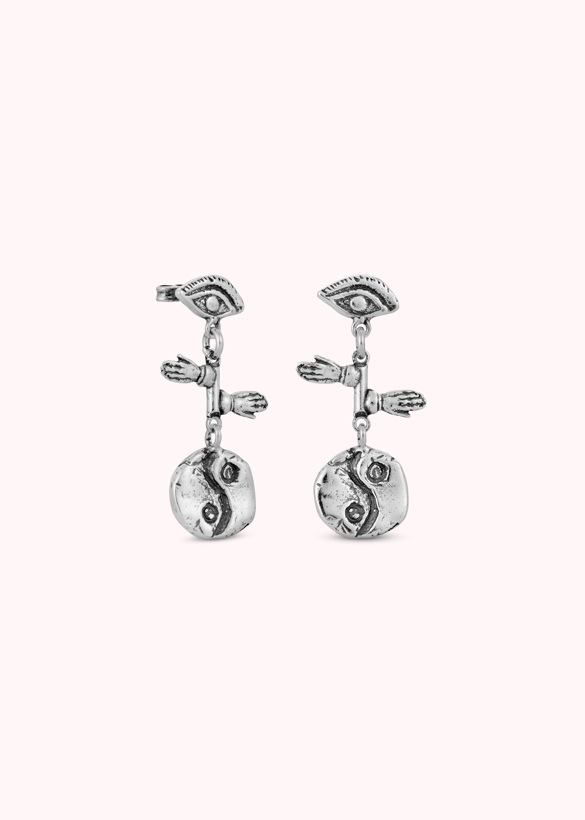 Ying & Yang Mini Earrings - Silver