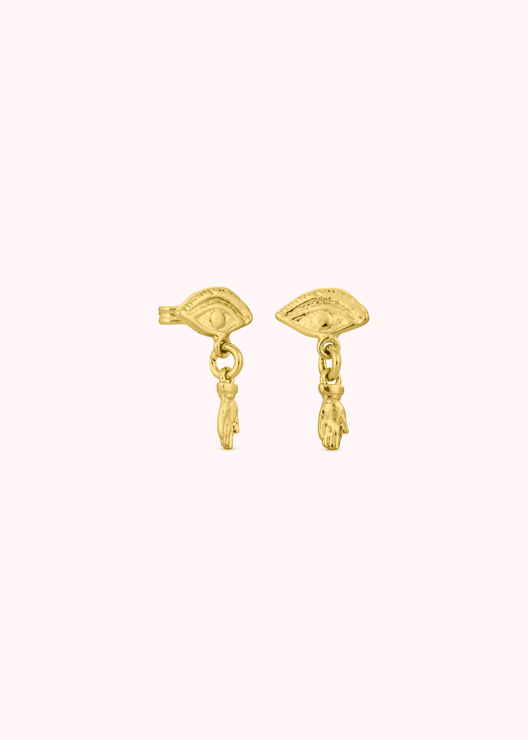 Mini Eye and Hand Earrings - Gold