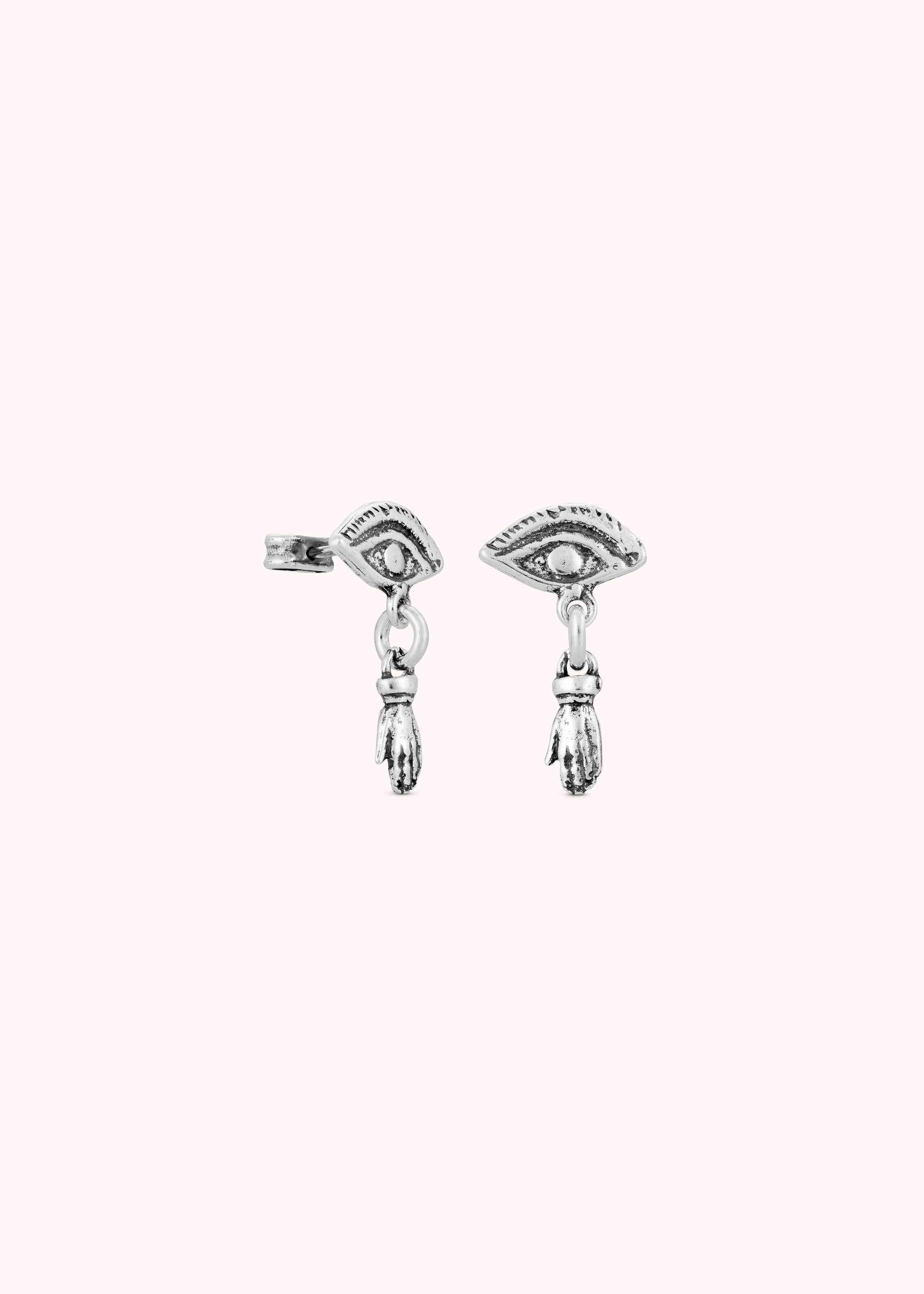 Mini Eye and Hand Earrings - Silver