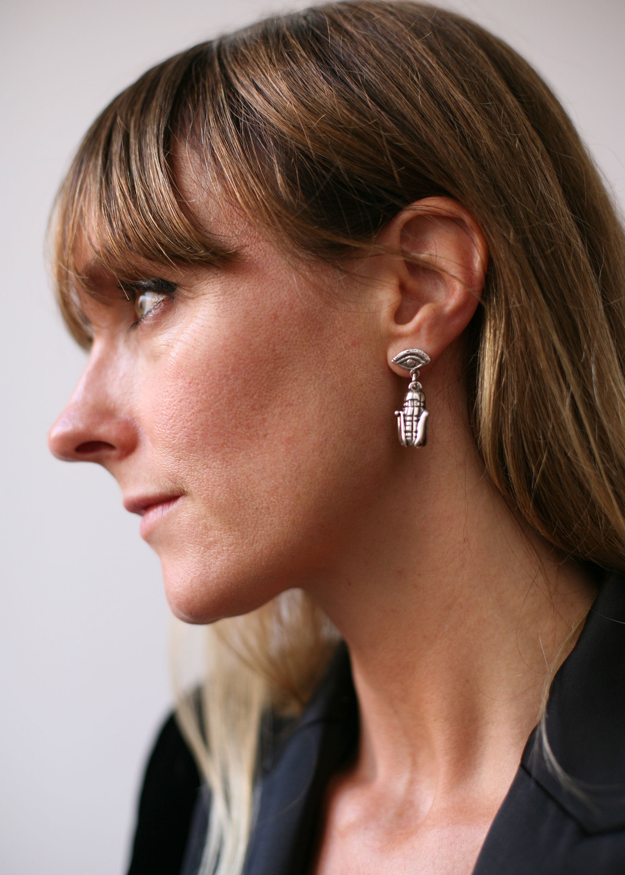 Mini Sacred Maiz Earrings - Silver