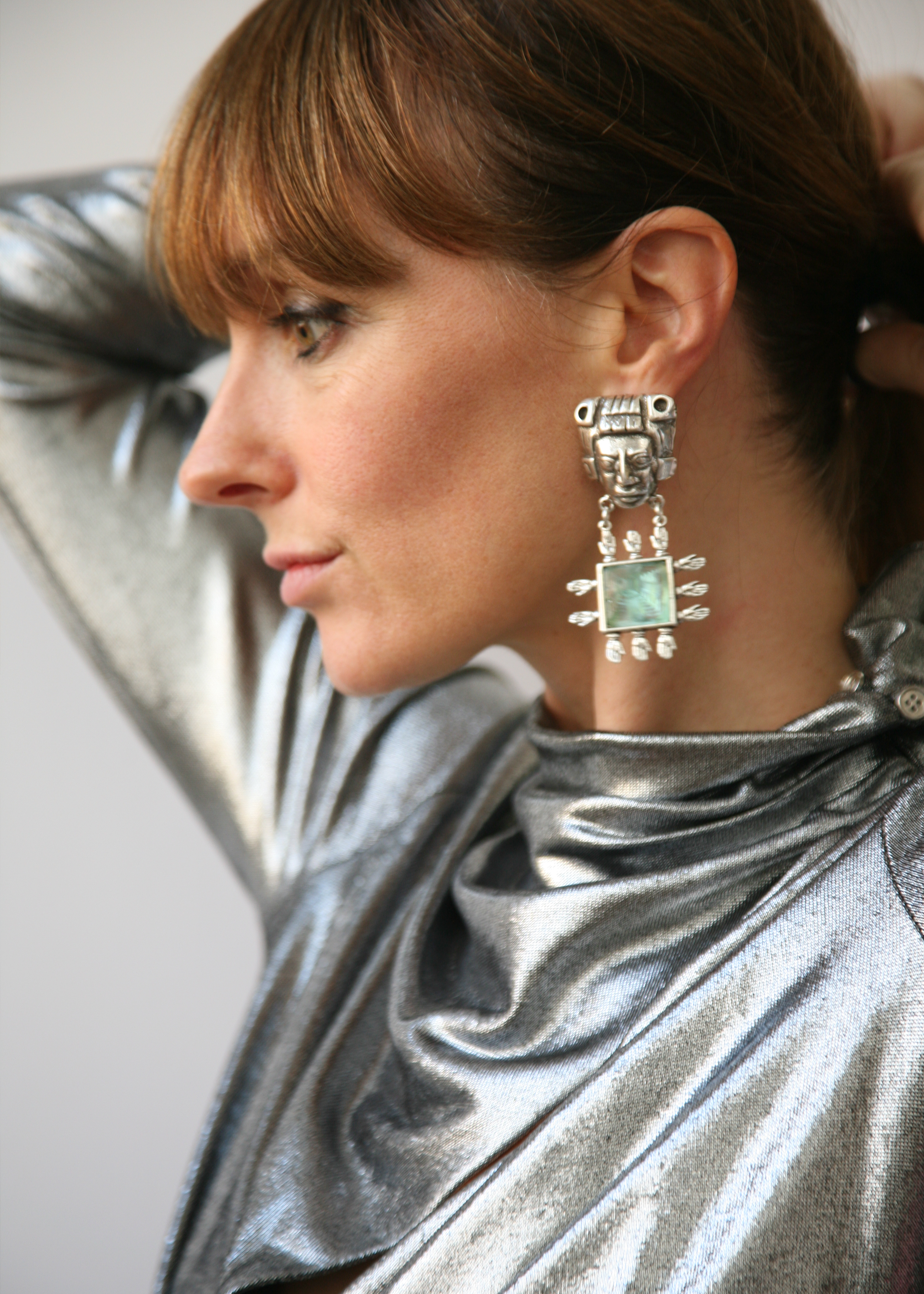 Aztec Earrings - Silver