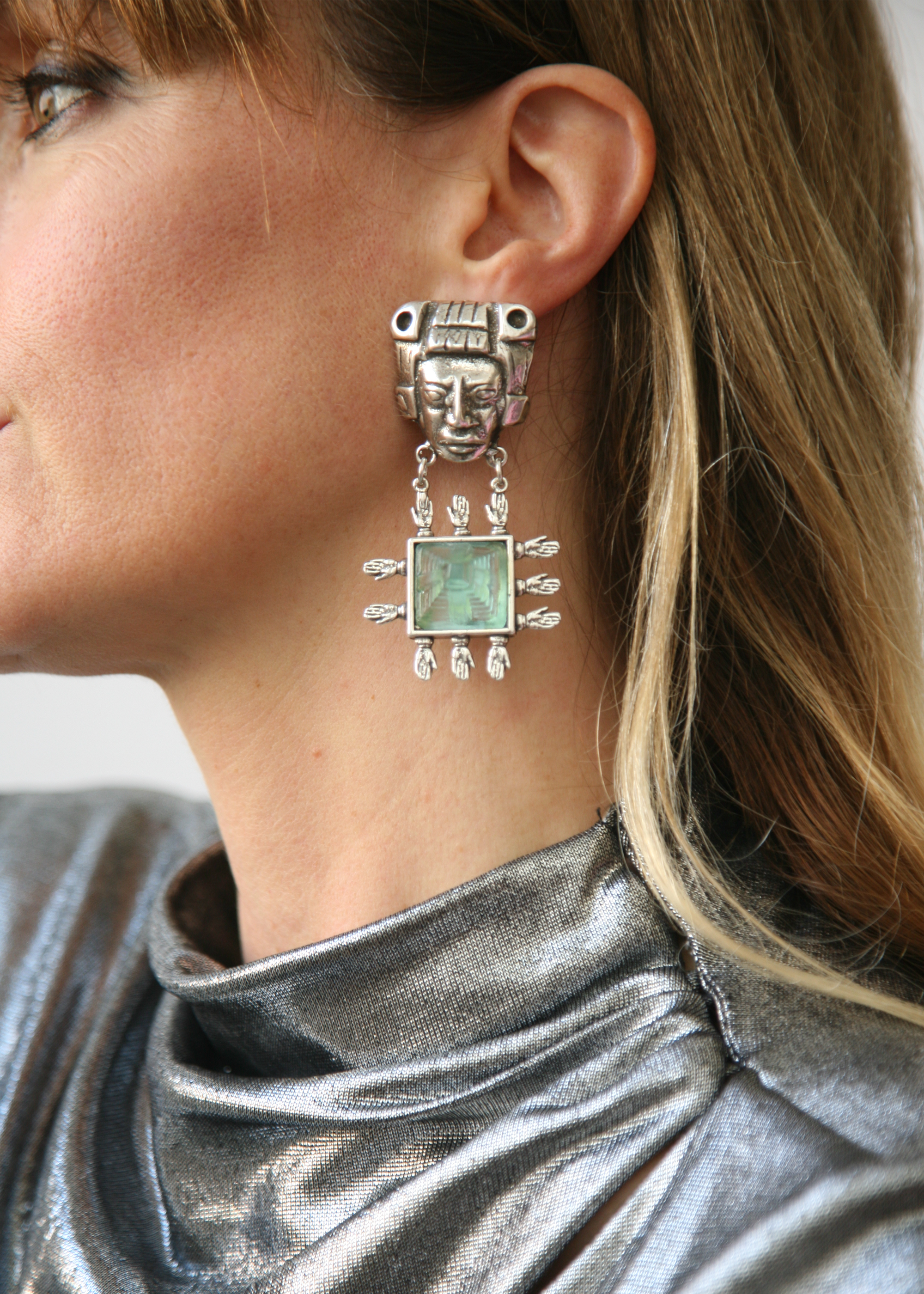 Aztec Earrings - Silver